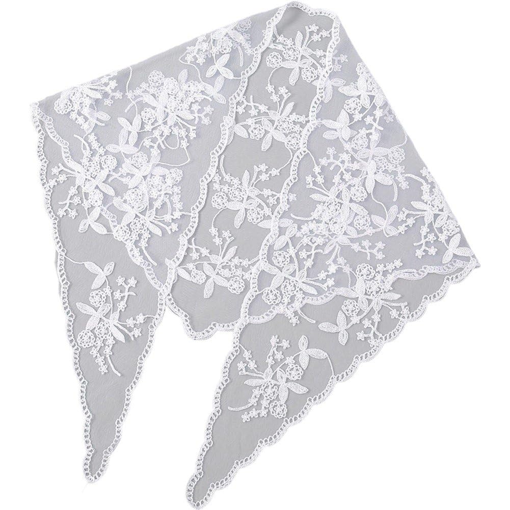 Uzztfa Women's White Lace Hair Scarf Hair Bandanas Triangle Head Scarf Boho Hair Accessories For Girls Wedding Evening Party Head Decoration