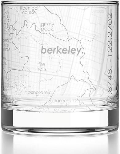 Miniatura 140 de Well Told Vaso de whisky grabado con mapa de Charleston, Carolina del Sur, vaso de rocas estilo antiguo (11 oz, transparente), vaso de whisky
