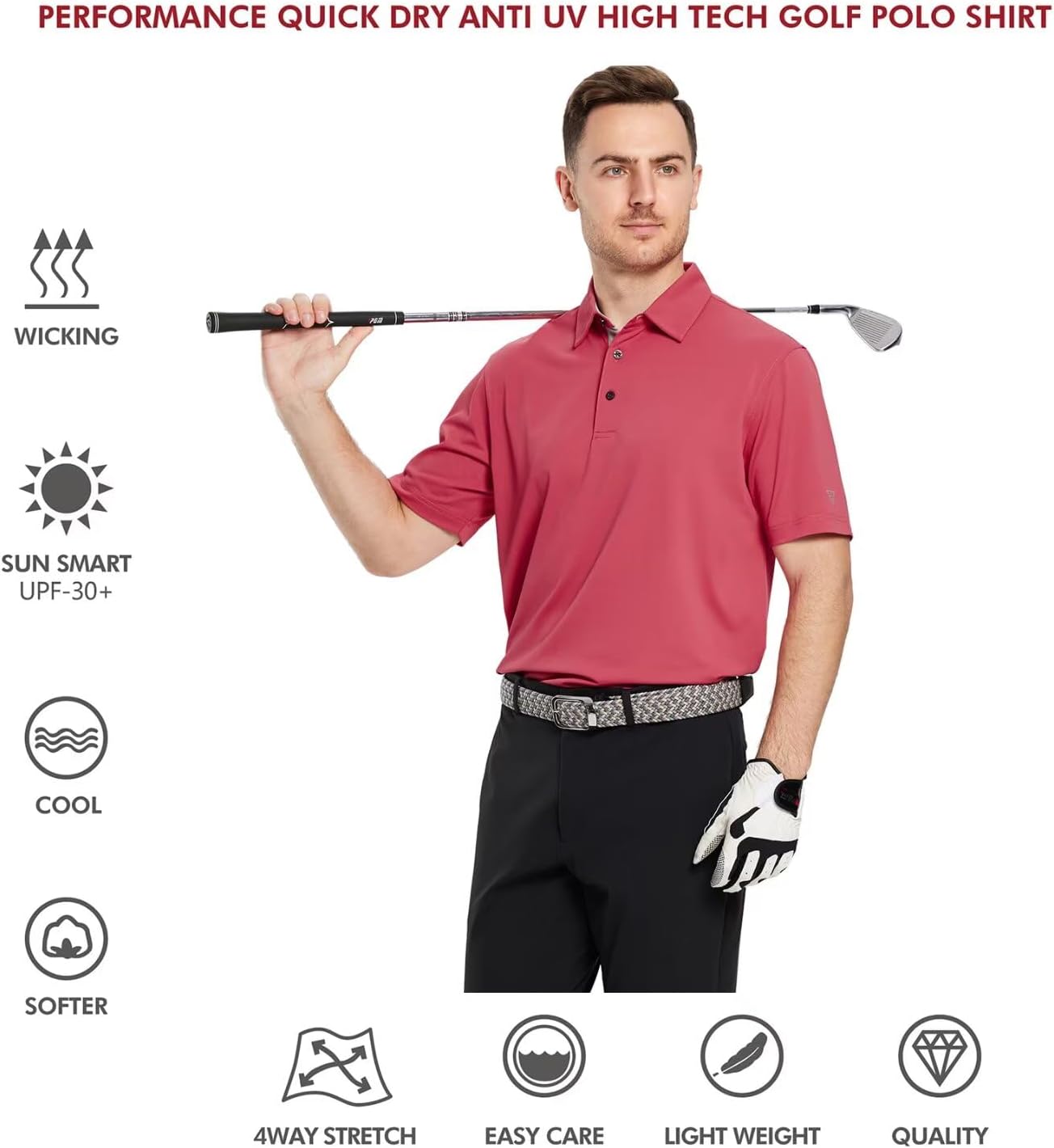 Mens Golf Shirt Short and Long Sleeve Moisture Wicking Dry Fit Performance Solid Casual Pique Golf Polo Shirts for Men - Image 5