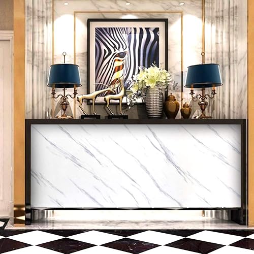 Miniatura 9 de Livelynine Encimeras de papel de contacto de mármol para despegar y pegar, impermeable, papel tapiz de mármol blanco, cubiertas superiores, papel