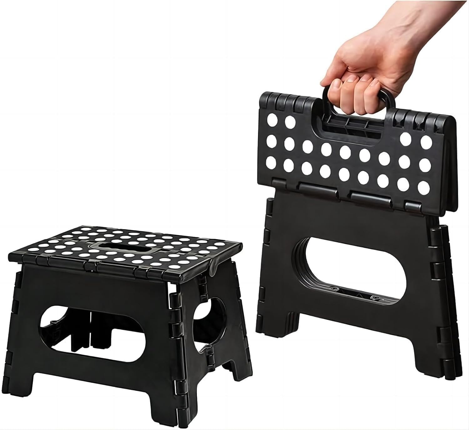 Folding Step Stool, Lightweight Portable Step Stool, Sturdy Safe Stool, Open Easy With One Flip, For Kitchen, Bathroom, Bedroom, Indoor Outdoor (Black)