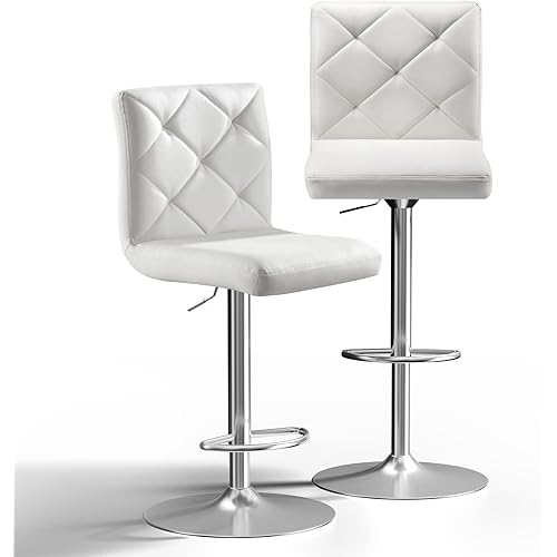 NicBex Adjustable Bar Stools Swivel Barstools, Modern PU Leather Dining Room Kitchen Island Counter Bar Stools Set of 2