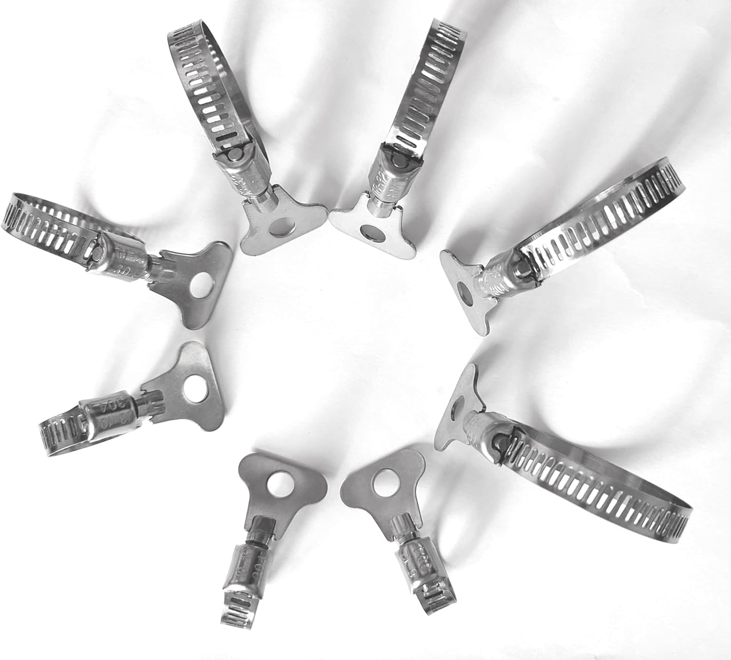 10-Pack 304 Stainless Steel Hose Clamps Adjustable Thumb Screw Key - View #6