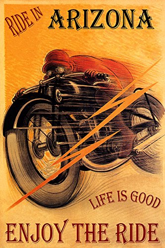 WONDERFULITEMS Arizona Motorcycle Vintage Poster 12x16