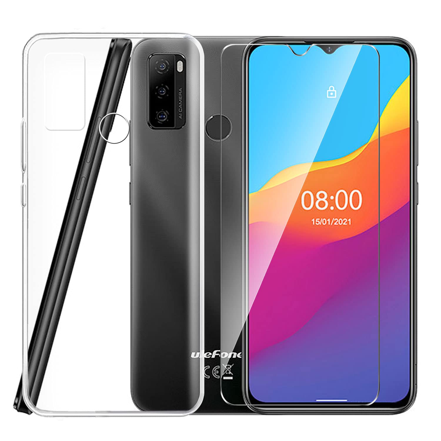 Tsinwe Cover + Vetro Temperato per Ulefone Note10, Trasparente