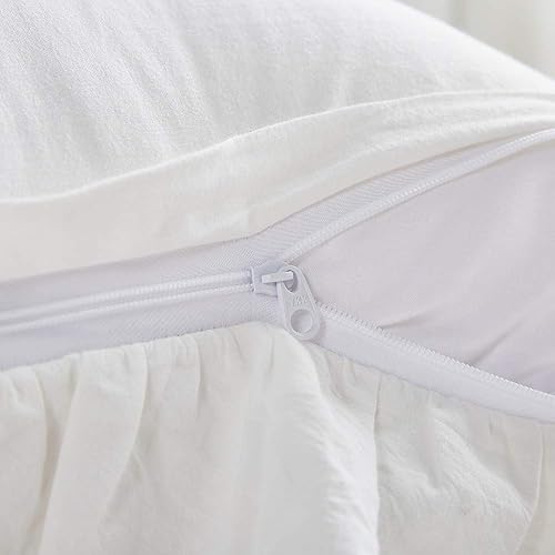 Miniatura 9 de Mywinlle Juego de 2 fundas de almohada con volantes, fundas de almohada de algodón lavado, 20 x 26 pulgadas