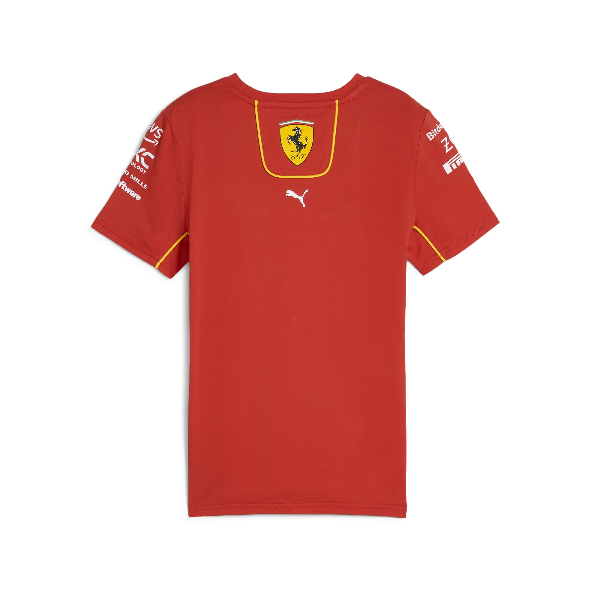 PUMA Maglietta della Squadra Scuderia Ferrari 2024 Bambini Rosso Bruciato | Logo Scudetto Ferrari stampato davanti e dietro, Logo PUMA stampato davanti e dietro, Prodotto ufficiale con licenza
