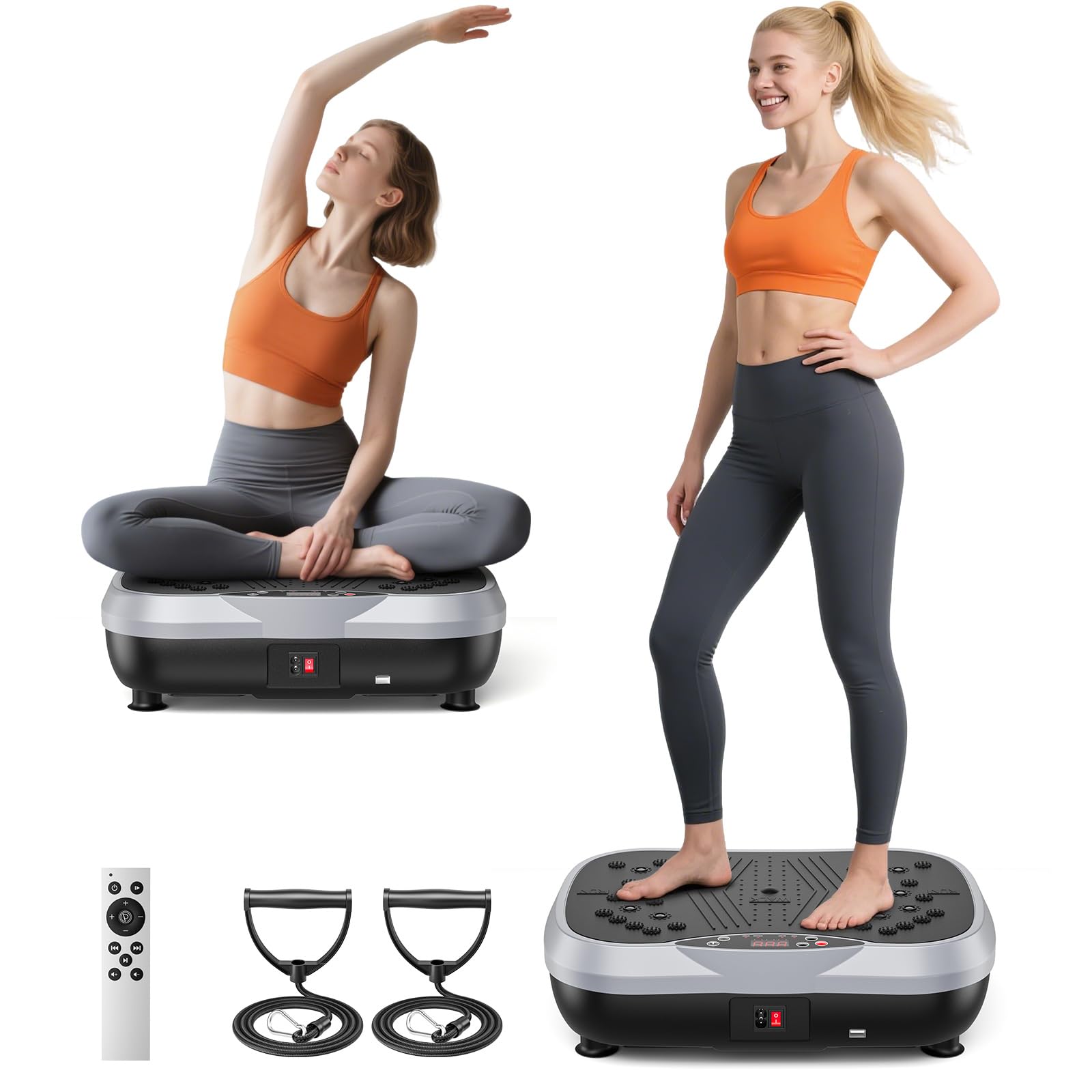 Kidken Vibrationsplatte, Ganzkörper-Workout Erschütterungsplatte Übungsmaschine für Knochendichte Gebäude-Lymphdrainage