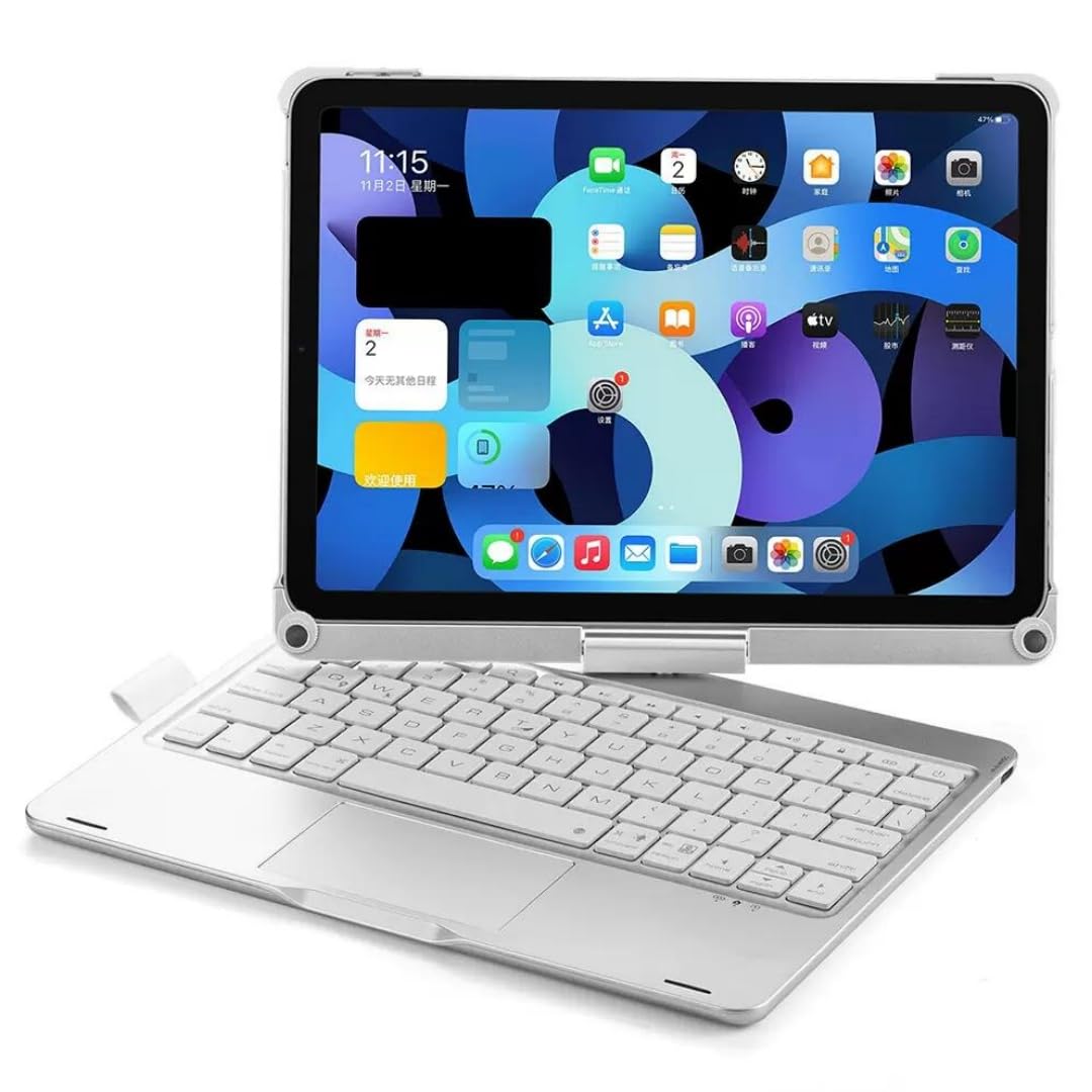 iPad キーボードケース 11インチ M4 白 360度回転 トラックパッド Amazon | 360度回転 iPad Air 11インチ M4/M3/M2用, iPad Air 第5/4
