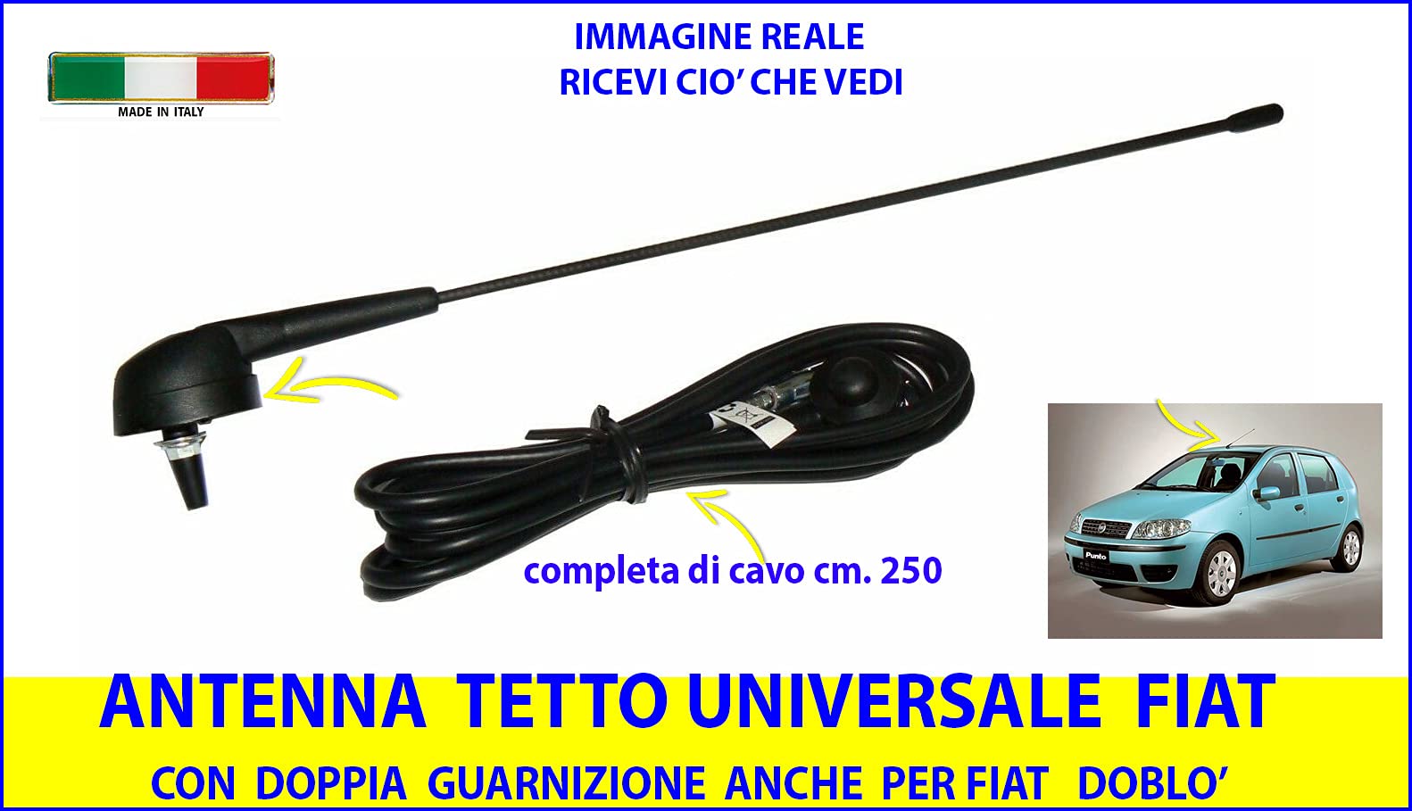 Base Antenna Auto Per Fiat - Compatibile Con Punto, Doblo, Brava, Bravo, Seicento, Ducato