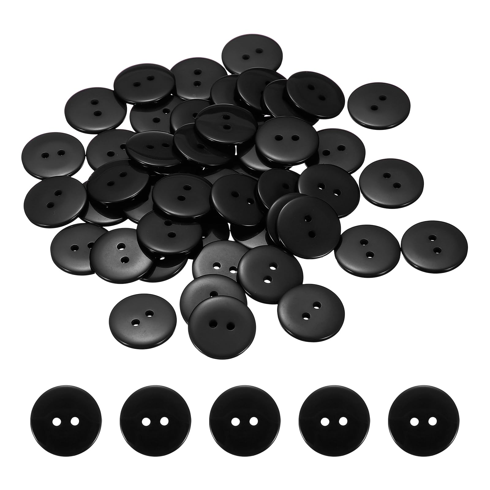 sourcing map 50pcs Resin Sewing Button, 20mm (3/4-inch) 2 Holes Round Craft Decorative Buttons for Coat Clothes Holiday Decoration, Black