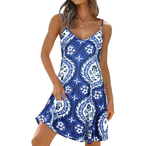 elescat Womens Summer Dresses Spaghetti Strap V Neck Casual Sleeveless Sundress Beach Cover Ups with Pockets 2026