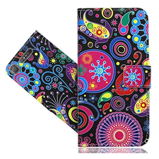 Sony Xperia XZ1 kompakt fodral, FoneExpert® tryckt vintage mönster läder ställ flip plånbok väska fodral för Sony Xperia XZ1 Compact