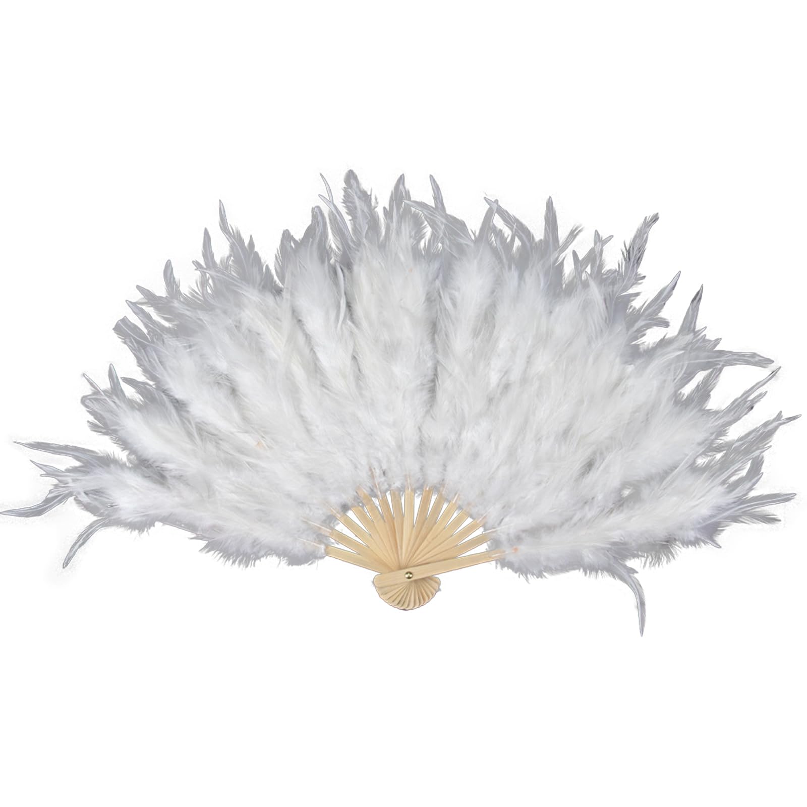 Abanico de plumas blanco plegable manual vintage para fiestas de gala