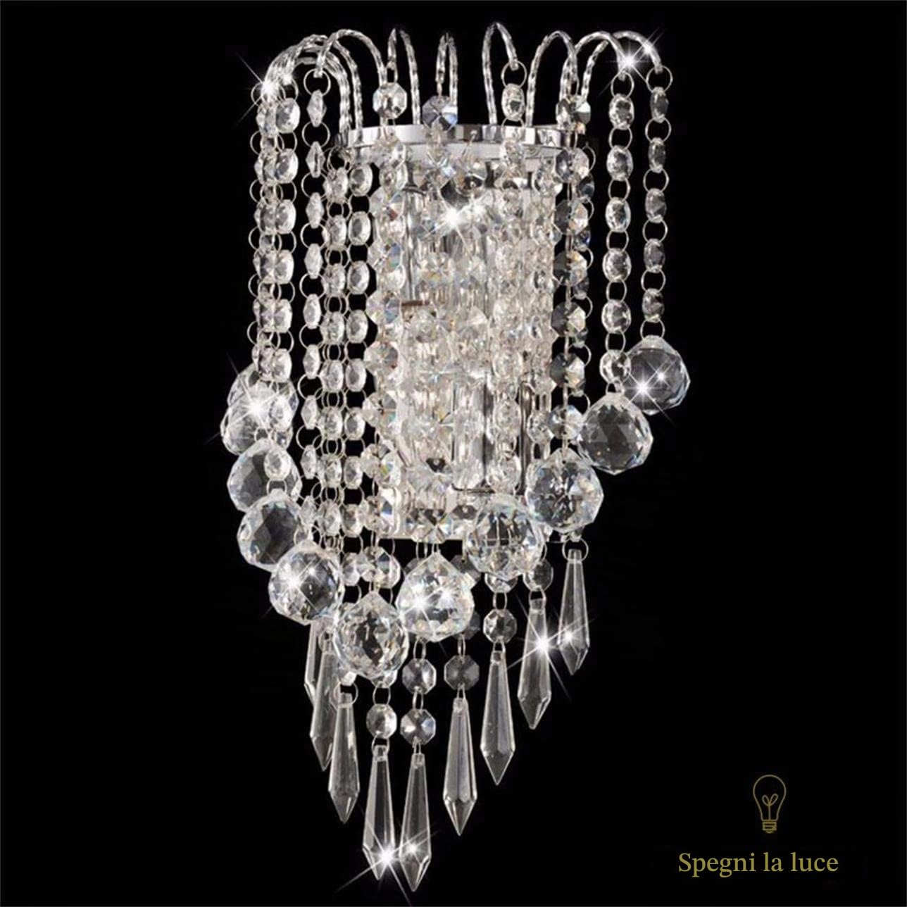 Lampada da Parete in Cristallo con Gocce di Sfera di Cristallo Cromata Moderna Accanto a Applique E14x2 Luci per La Casa Seduta Camera da Letto Corridoio Ristorante Soggiorno Sala da Pranzo