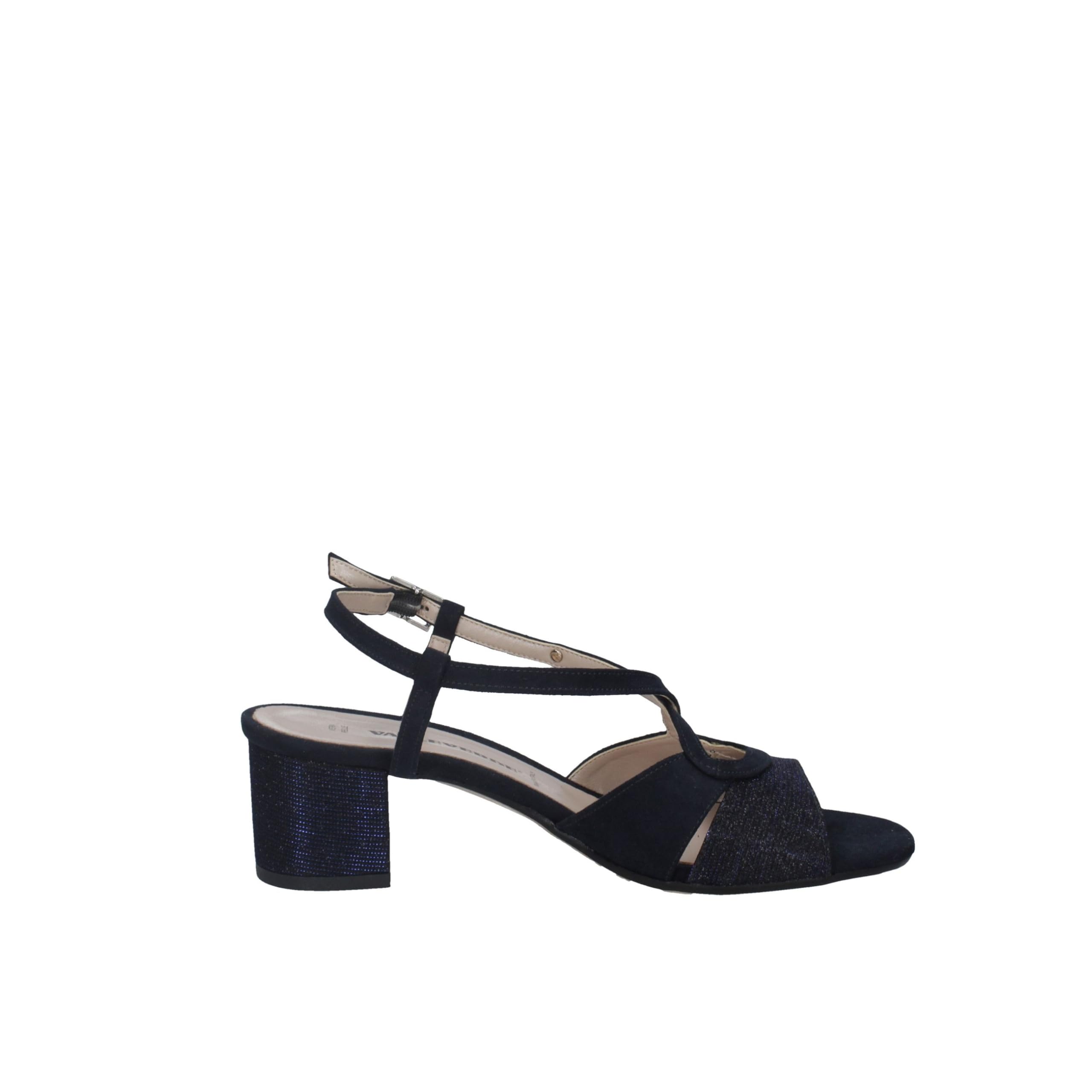 Valleverde 28216 Blu Sandali Eleganti con Tacco per Donna in Tessuto