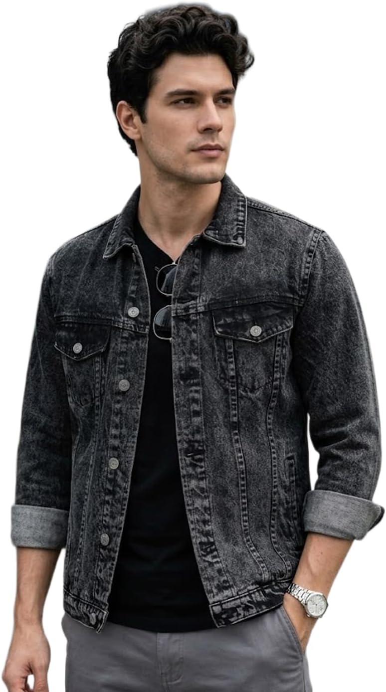 Men's Regular Fit Washed Full Sleeve Denim Jacket