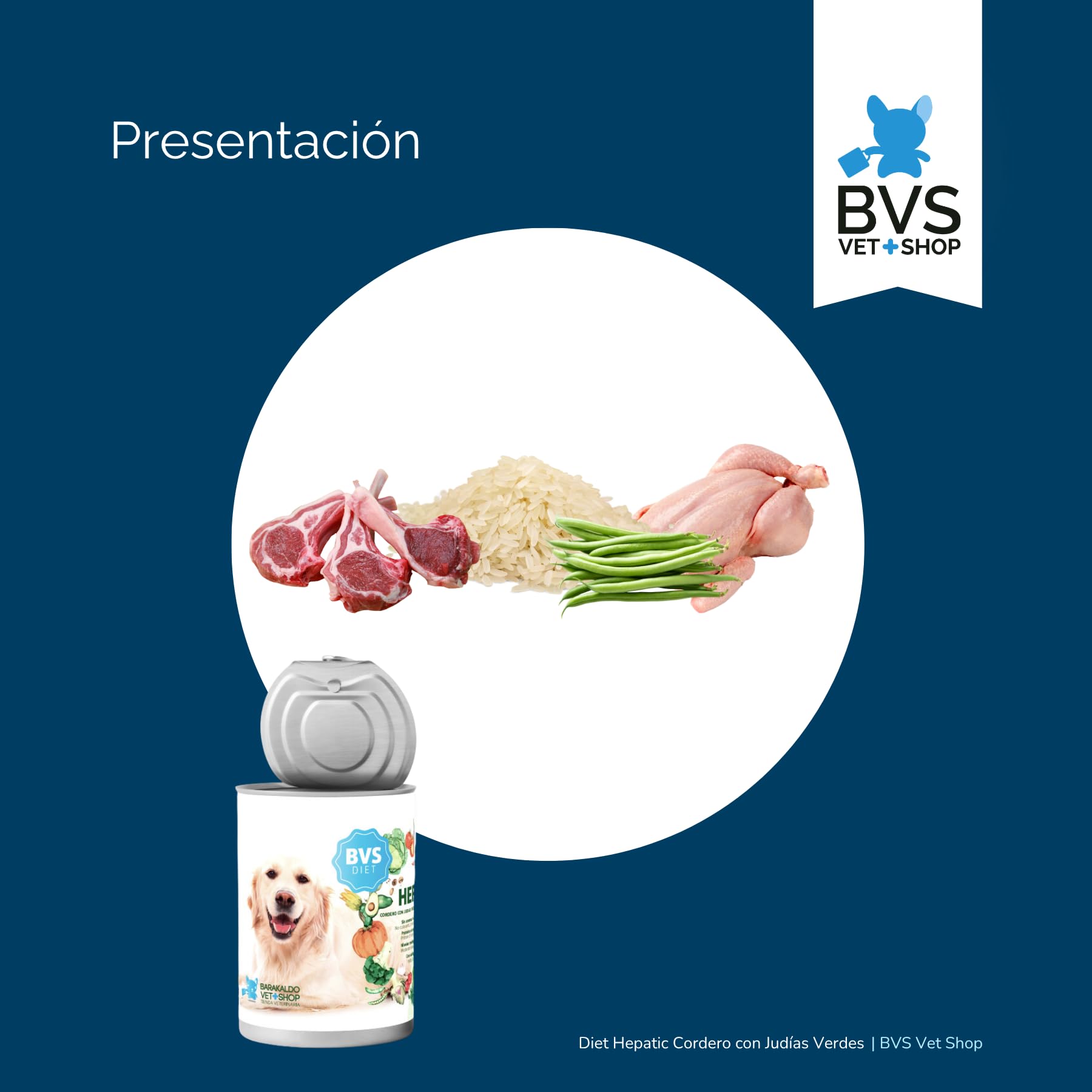 BVS Vet Shop | Diet Hepatic Cordero con Judías Verdes Lata para Perros | Alimento dietético para apoyar la función hepática por insuficiencia hepática crónica | 6 unid. x 400 gr