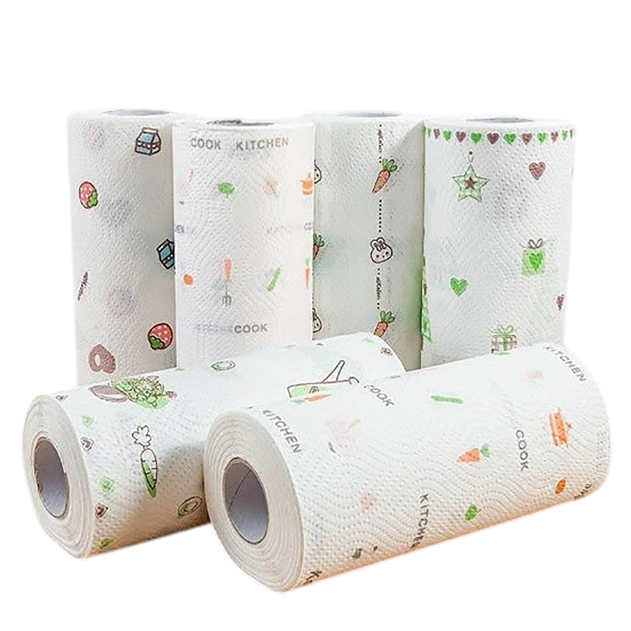 ONISHOMES Non-Woven Reusable and Washable Kitchen Printed Tissue Roll Non-stick Oil Absorbing Paper Roll Kitchen Special Paper Towel Wipe Paper Dish Cloth Cleaning Cloth (Pack Of 1) 50-Sheets