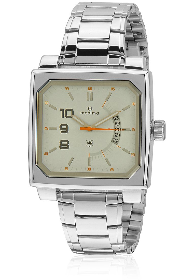 Maxima Stainless Steel Attivo Date White Dial Analog Watch for Men -27240Cmgi, Silver Band (B00G9YQFZA) Amazon Price History, Amazon Price Tracker