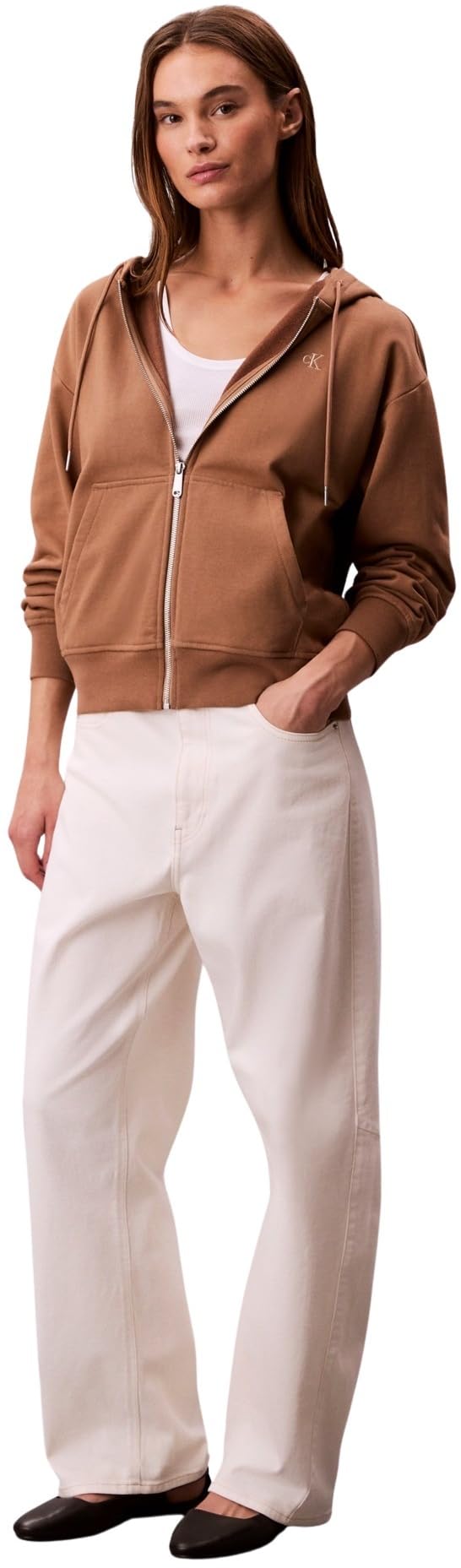 Calvin Klein Sudadera con Cremallera Mujer Archive Logo French Terry con Capucha