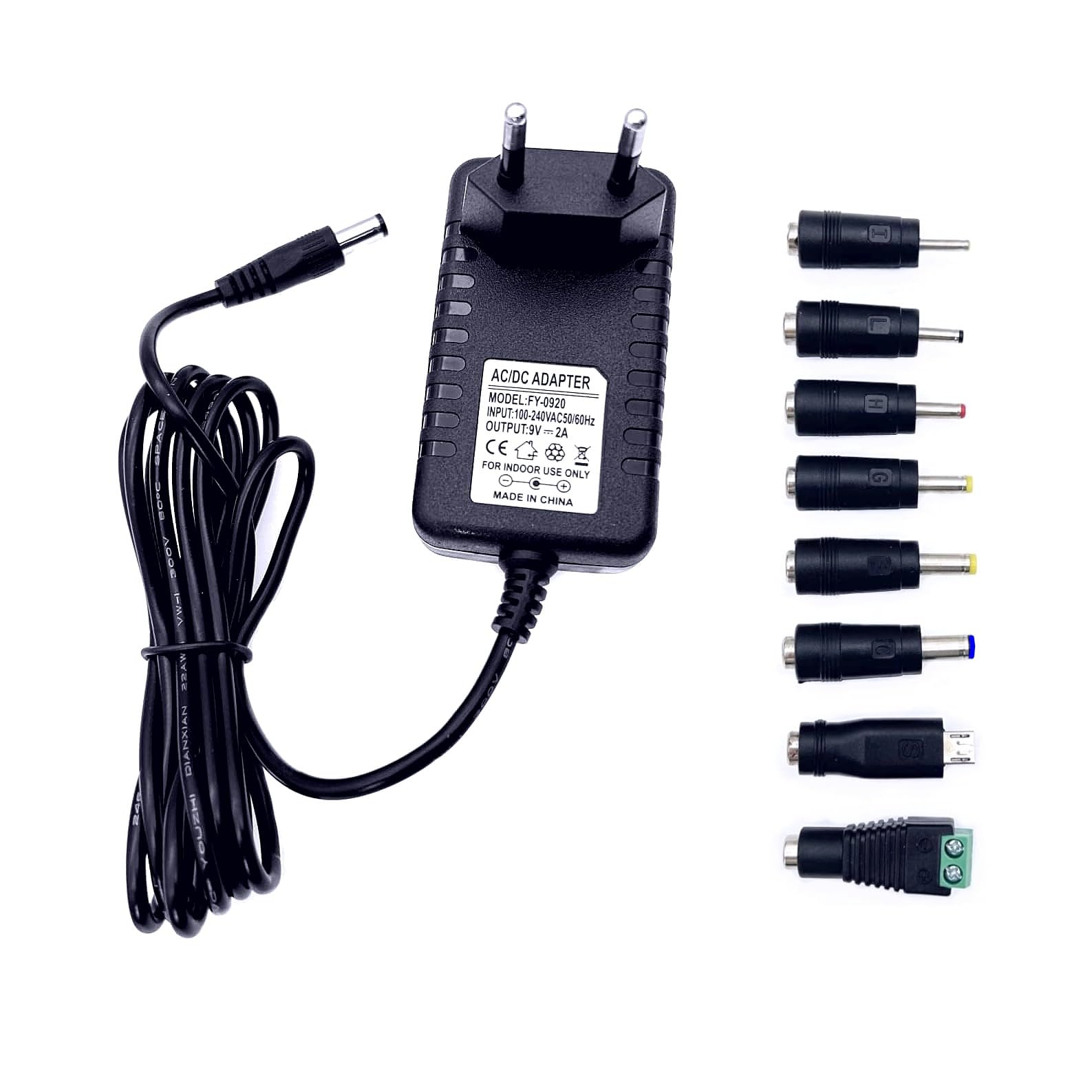 Alimentatore Universale 9V 2A Con 8 Adattatori DC, Per Telecamere, Router E Stampanti