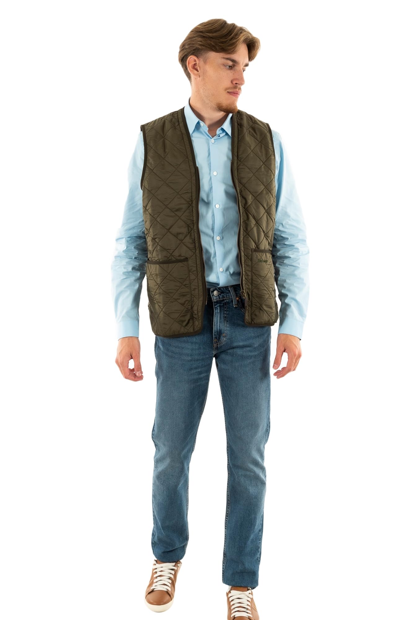 Barbour Gilet Trapuntato Uomo Verde con Zip MLI0002OL91 Verde L