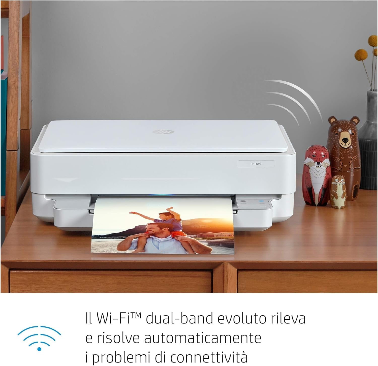 HP Envy 6020 5SE16B Stampante Fotografica Multifunzione A4, Wi-Fi Dual Band, Stampa Fronte/Retro Automatica, Grigia