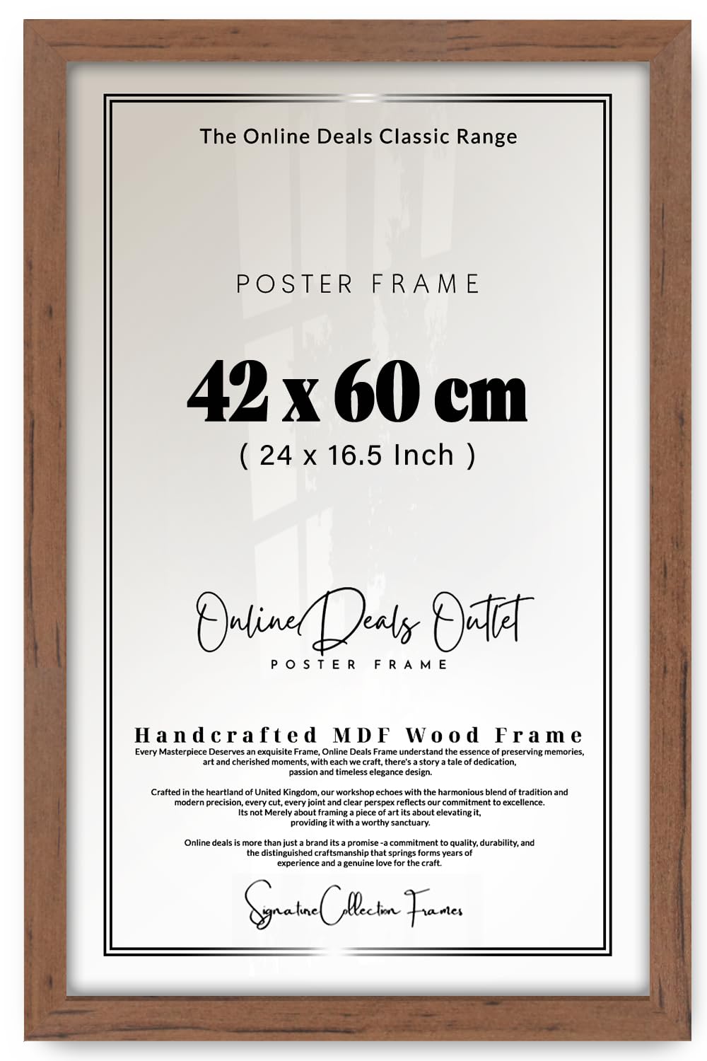 Online Deals | MDF Poster Frame (42 x 60 CM) 42X60 CM for Nature Photography & Art Sketches, MDF Wood Finish, Vertical & Horizontal Hanging Hooks [ Walnut ]