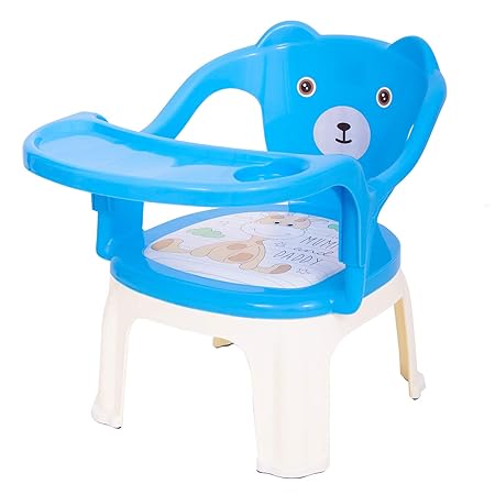 BAYBEE Baby Chair, with Tray Strong and Durable Plastic Chair for Kids/Plastic School Study Chair/Feeding Chair for Kids,Portable High Chair for Kids Upto 35 Kgs (Blue)