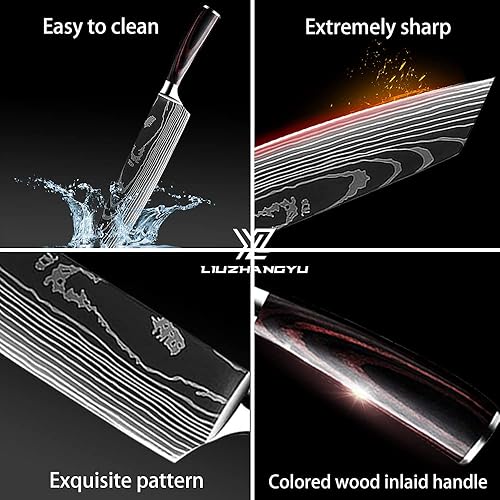 Miniatura 2 de Juego de cuchillos de chef de cocina, 3.5 a 8 pulgadas, cuchillos en caja de acero inoxidable 5Cr15mov, cuchillos japoneses ultra afilados con