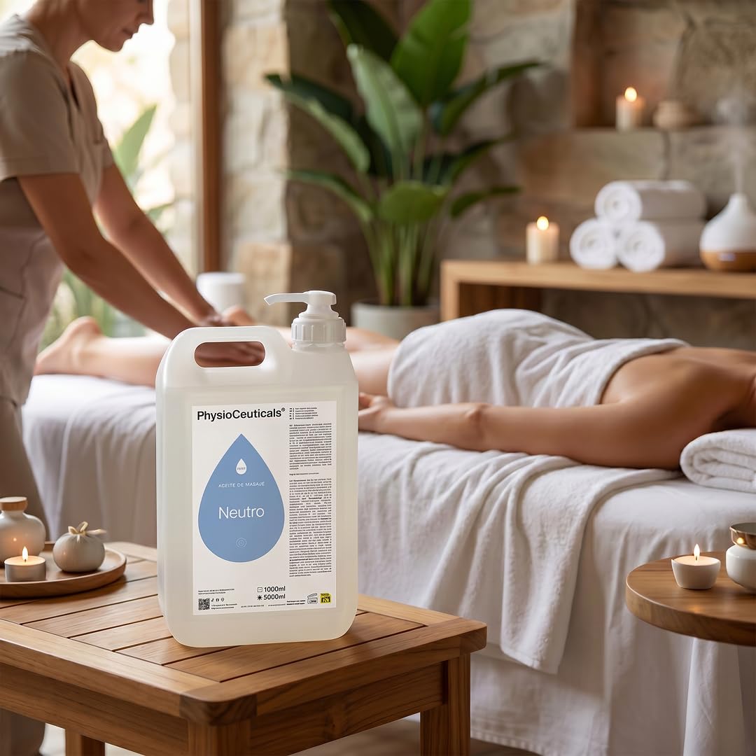 PHYSIOCEUTICALS - Aceite Neutro Masaje Profesional 5000ml - Base Parafina Alto Rendimiento- Fisioterapia, Spa y Centros Masaje