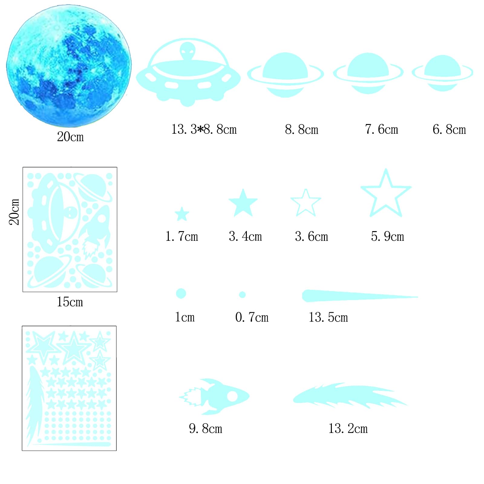 Glow in The Dark Stars Stickers,Moon,Stars and Astronaut Space Wall Stickers Blue Wall Stickers for Boys Kids Bedroom Accessories Decoration Blue - Image 2