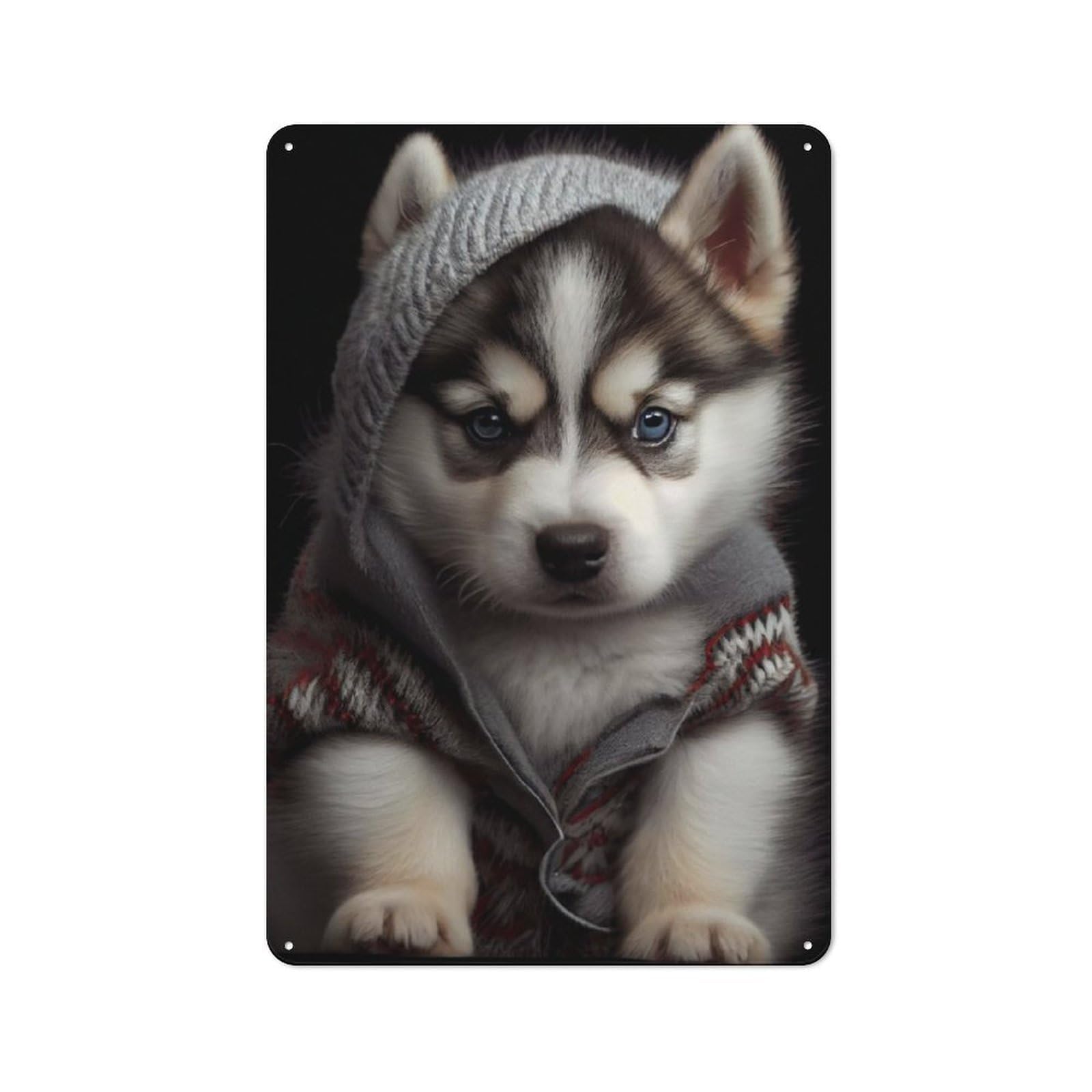 Junmoney Husky Puppy Retro Tin Sign 30X20cm For Workshop Wall, For Collectors Of Retro Metal Wall Decor