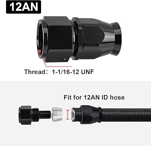 Miniatura 12 de EVIL ENERGY 6AN PTFE Manguera de extremo recto en color negro para manguera PTFE únicamente