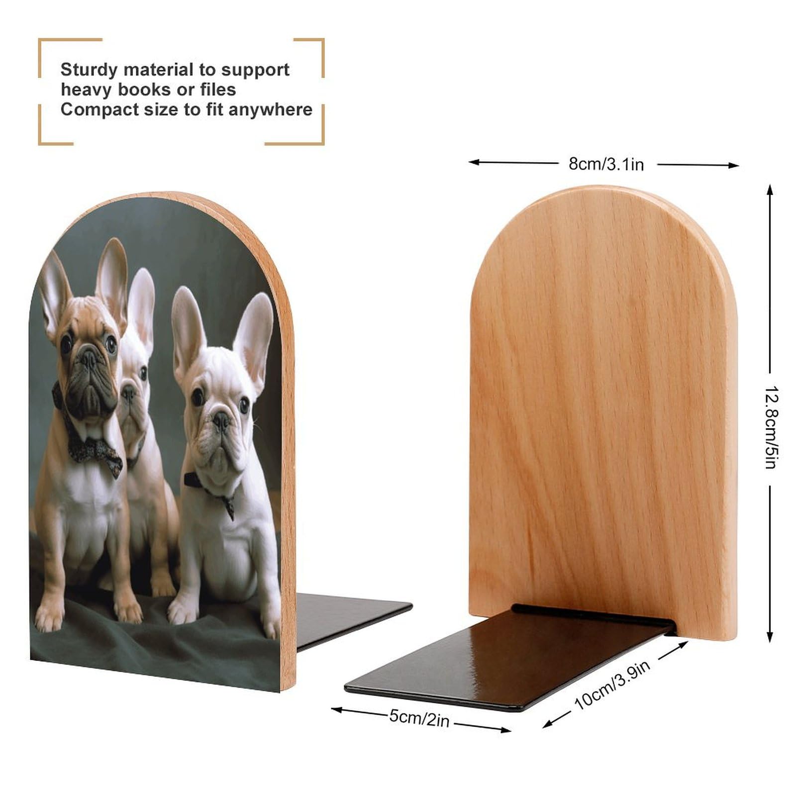 Amazon.co.jp: ブックエンド、フレンチブルドッグの子犬の木製ブック