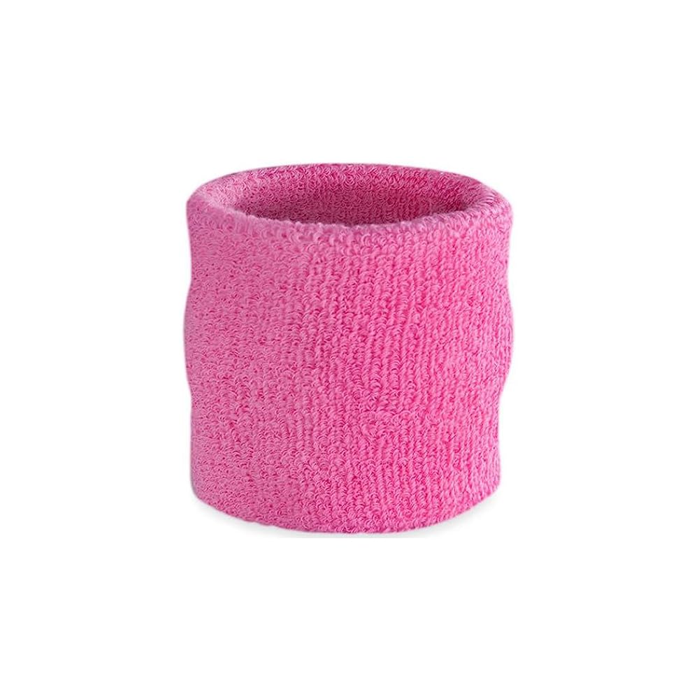 AMIFIT 3 x 3 Inch Wrist Sweatbands Tennis Wrist Bands Absorbent Sweatbands for Football Basketball Running Athletic Sports and Working Out, Pack of 1 (Pink)