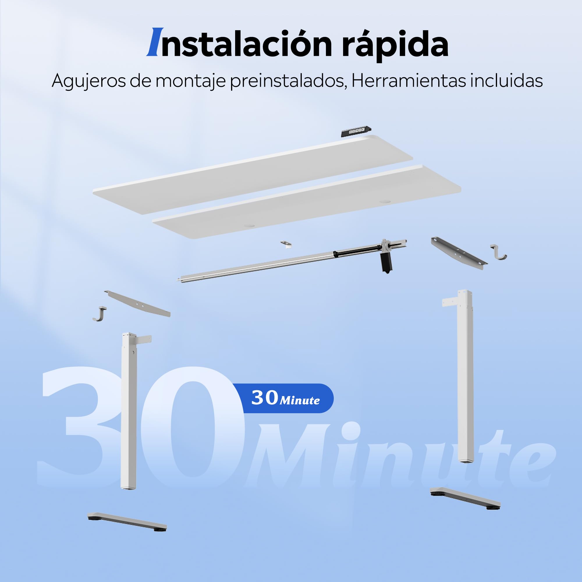 DEVAISE Escritorio Elevable Eléctrico,Mesa Regulable Rltura 120 x 60cm con 3 Memorias,Mesa de Oficina con Panel Inteligente en Casa con Tablero Ensamblado, Blanco
