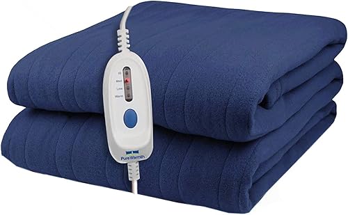 Pure Warmth Manta térmica eléctrica de forro polar de 50 x 60 pulgadas, color azul marino