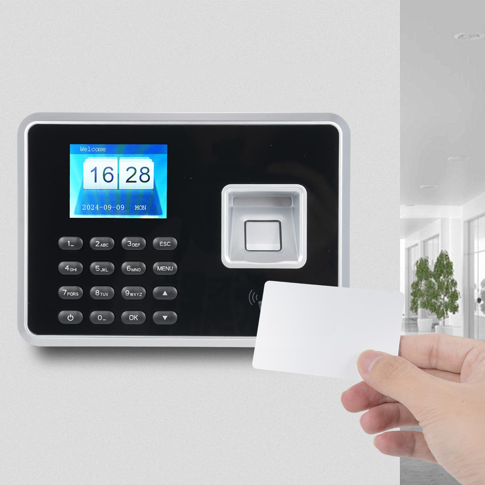 Bisofice Pointeuse Horaire Personnel, Biométrique Badgeuse Pointeuse, Pointeuse pour Les Employés des Petites Entreprises jusquà 1000 utilisateurs, 100% sans Abonnement