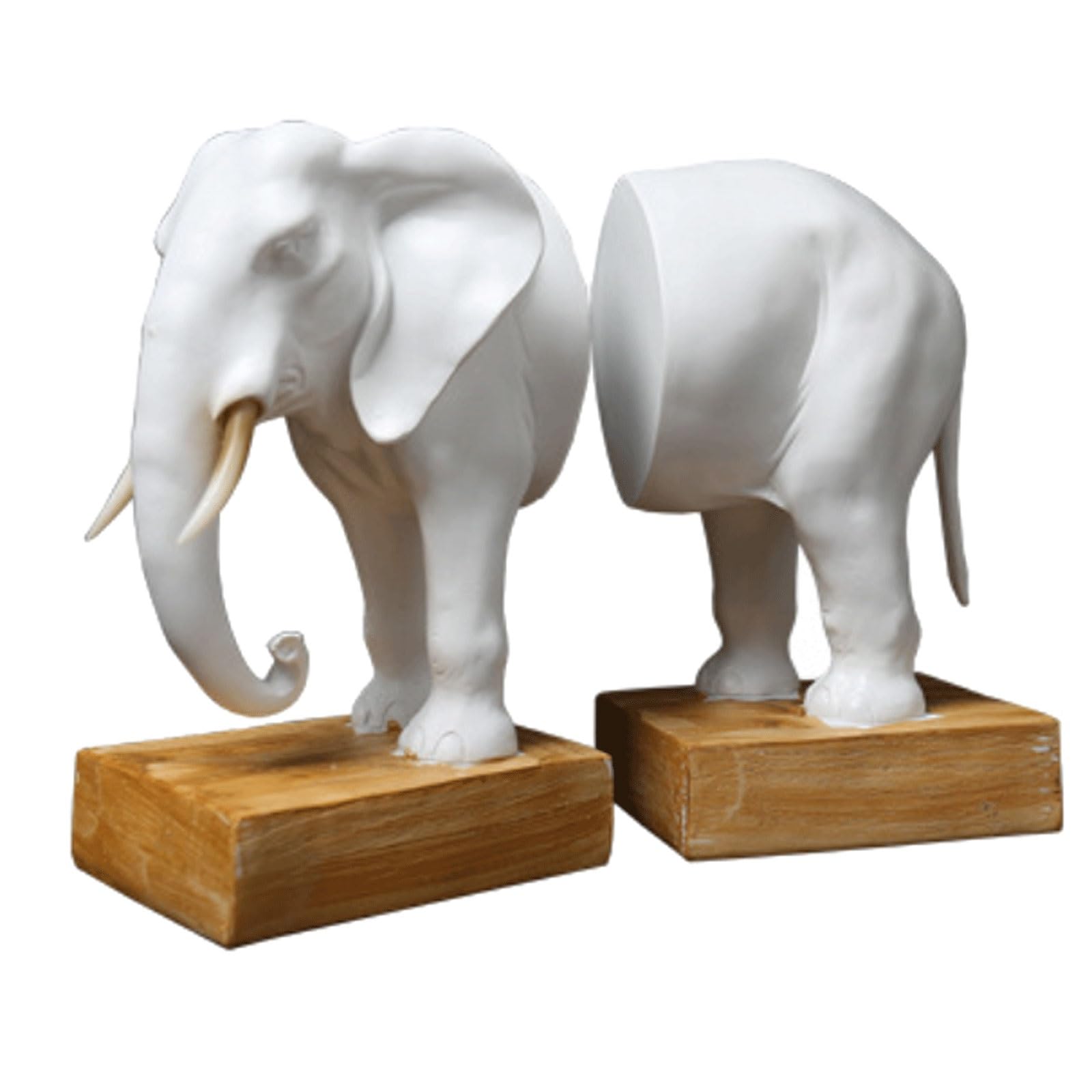 Large Elephant Resin Bookends, Majestic Office and Study Room Decor, Sculpture Statues for Bookcases and Desktop