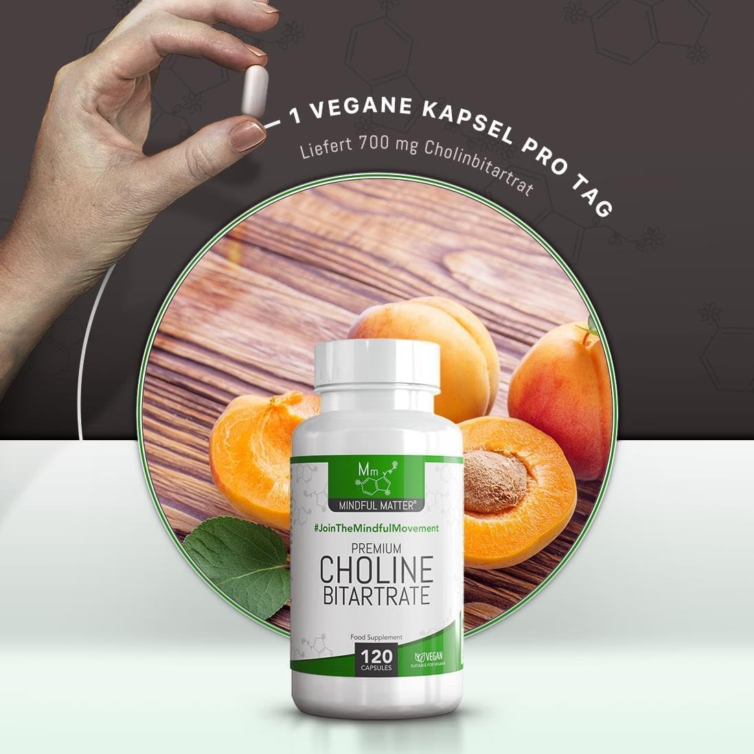MM Cholin | 120 Vegane Kapseln Choline Hochdosiert | 700mg Extrakt pro Portion - Cholin-Bitartrat Choline Supplement | Gentechnik-, Gluten-, & Allergenfrei | Hergestellt in Großbritannien