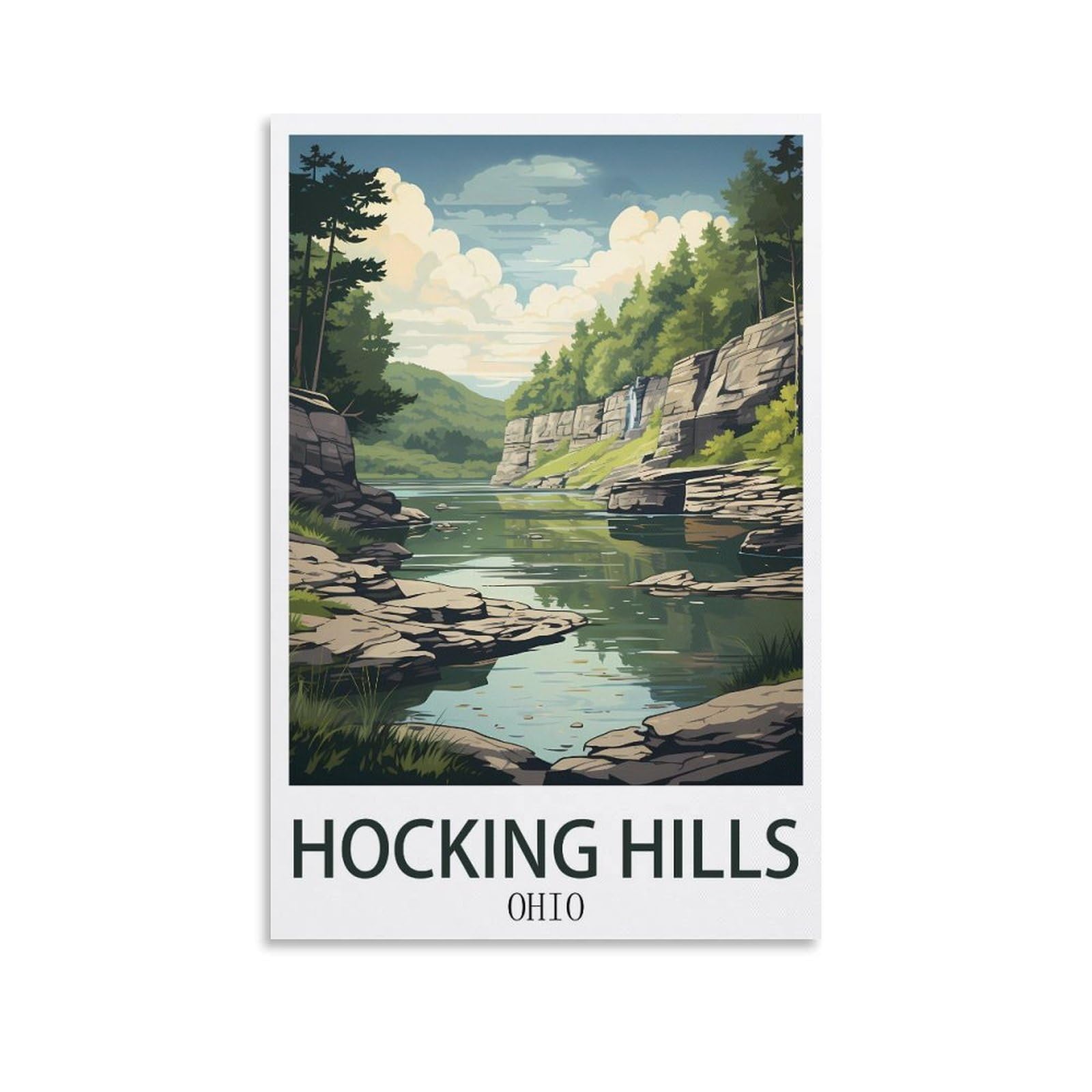 EZMLFA DIY Diamond Painting,Hocking Hills Ohio 5D Landscape Diamond Painting Kits for Adult, Gem Art Crystal Art Kits for Adults, for Home Wall 50x60cm