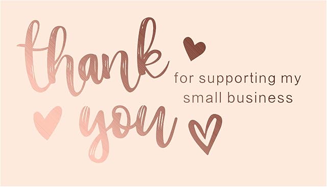 SAVITA 100Pcs 2x3.5 Inch Thank You for Supporting My Small Business Cards, Small Thank You Cards with Gold Foil Letters Heart for Online, Retail Store, Handmade Goods, Gift Shop Package Inserts (Pink)