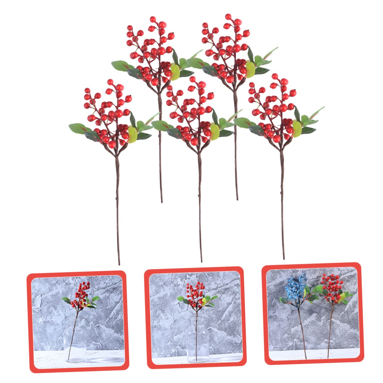 DECHOUS 20pièces Tiges De Baies Artificielles pour Noël Picks De Baies De Houx Décorations Festives pour Maison Et Fêtes