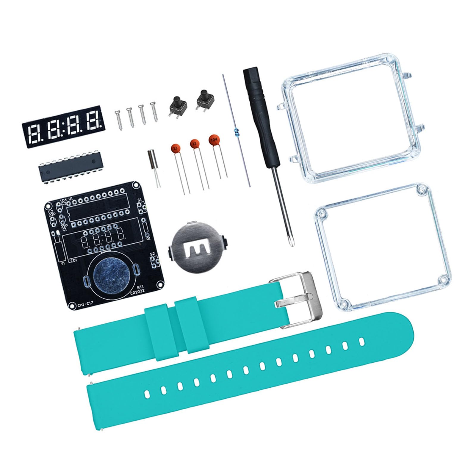 KACCDE Learning Electronic Watch Kits with Ceramic Circuit Components LED Clock Through Not Tool Assembly Educational Electronics Set