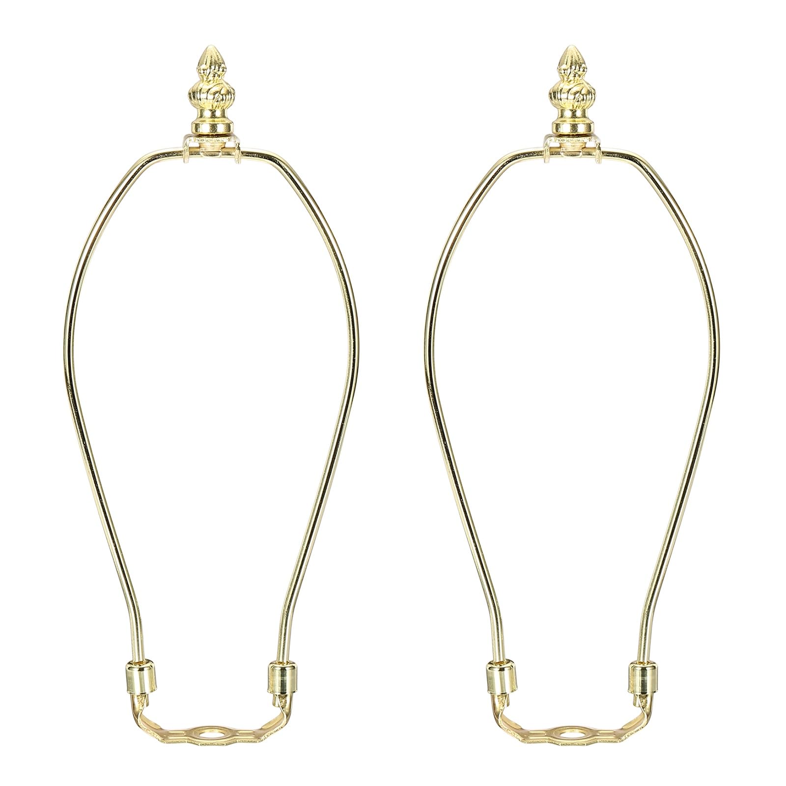 PATIKIL 2 Set 9.5" Lamp Shade Harp Holder, Heavy Duty Detachable Lampshade Brackets with 1.38" Height Solid Metal Finial Shade Holder for Table and Floor Lamps, Gold