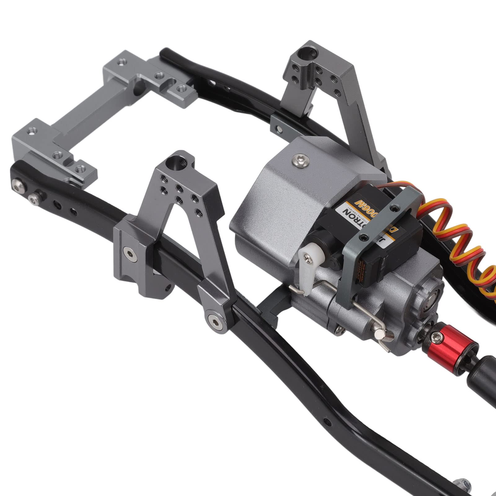 Do obudowy metalowej RC w skali 1:10, 2 opcje przekładni, tryb 2-biegowy, rozstaw osi 313 mm, przednia przekładnia, materiał ze stopu aluminium, błyszczący układ napędowy, (kolor kolorowy)