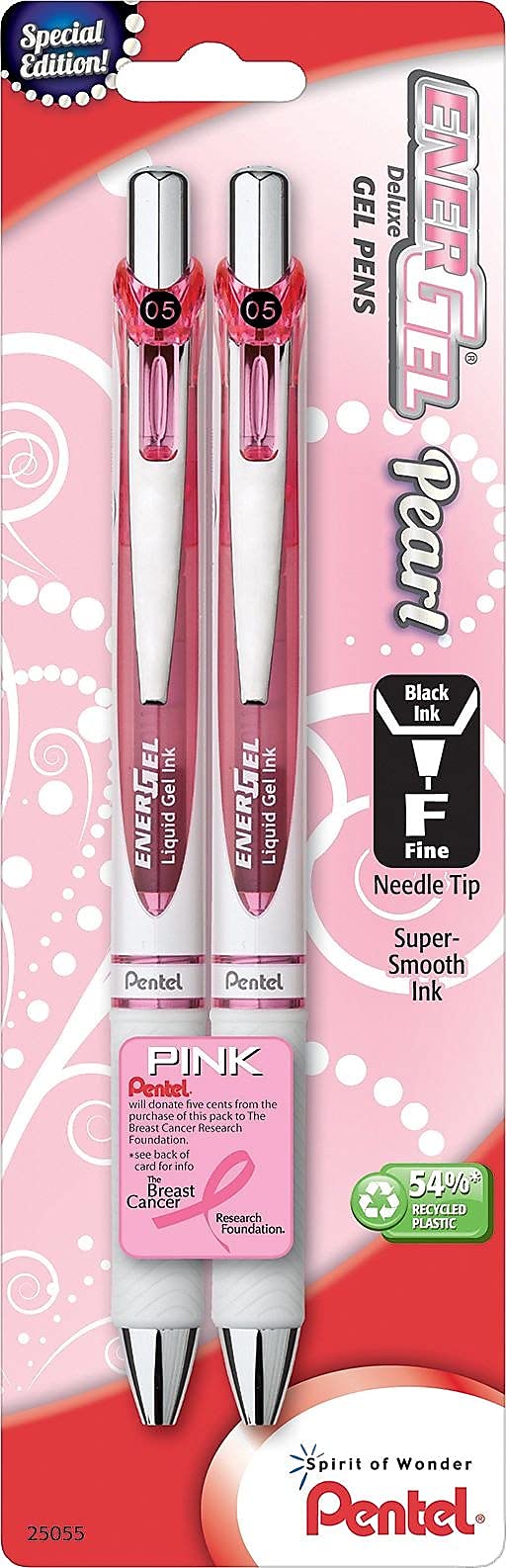 Pentel Pink Bca Energel Pearl Deluxe Rtx Liquid Gel Pen