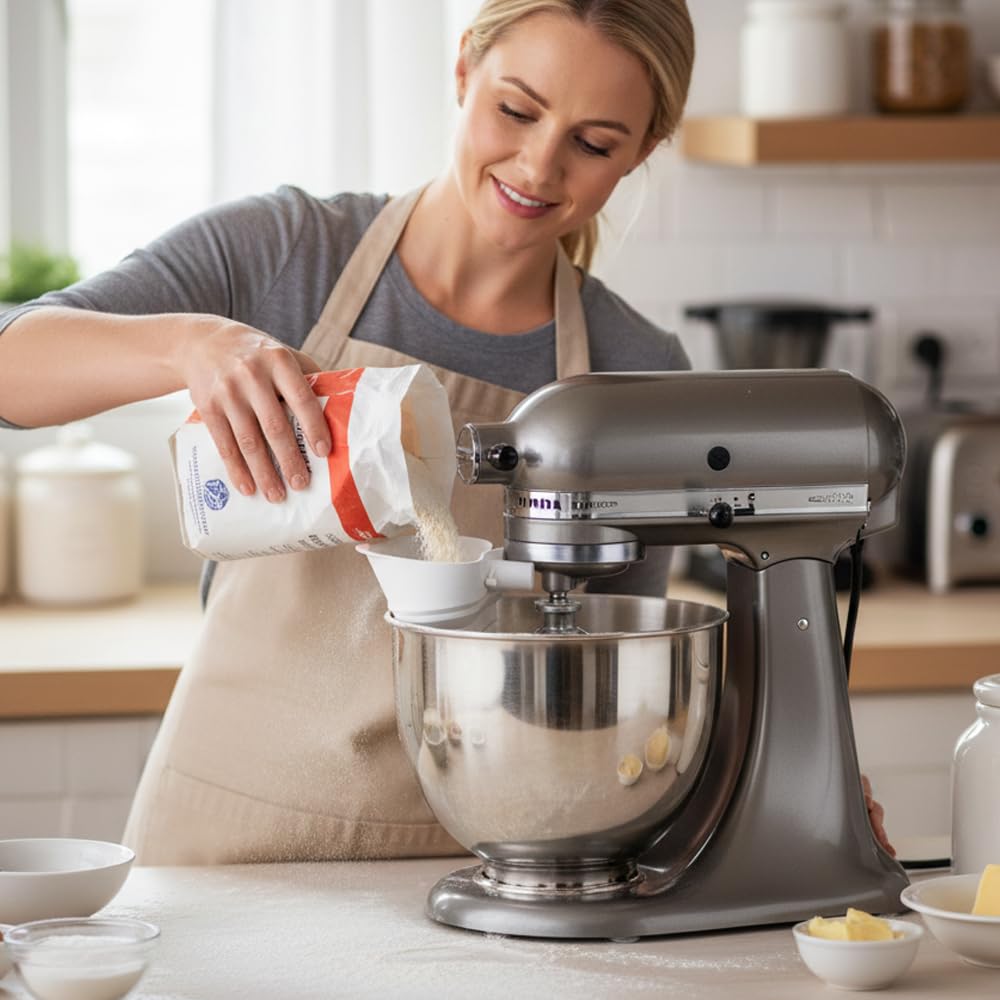 Mixer Flour Funnel,Silicone Folding Funnel,Flour Funnel for Kitchen Aid Mixer,V-Shaped and Collapsible Design,Large-Mouth,Bread Maker for Kitchenaid Mixer Attachments (Mixed 3pcs)